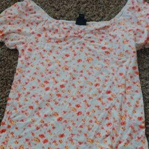 Floral wide neck top